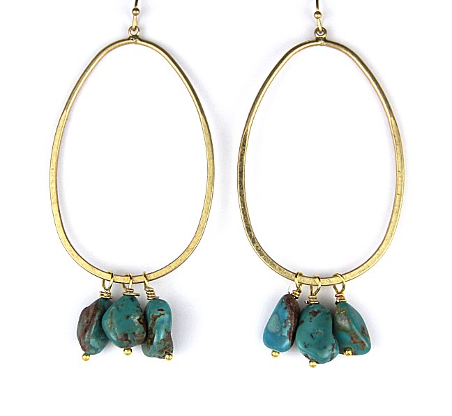 Tres Chicas Gold and Turquoise Dangle Earrings – Carol Henderson Gallery